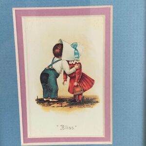 Framed Matted Sweet Little Kids Kiss Art Print “BLISS”